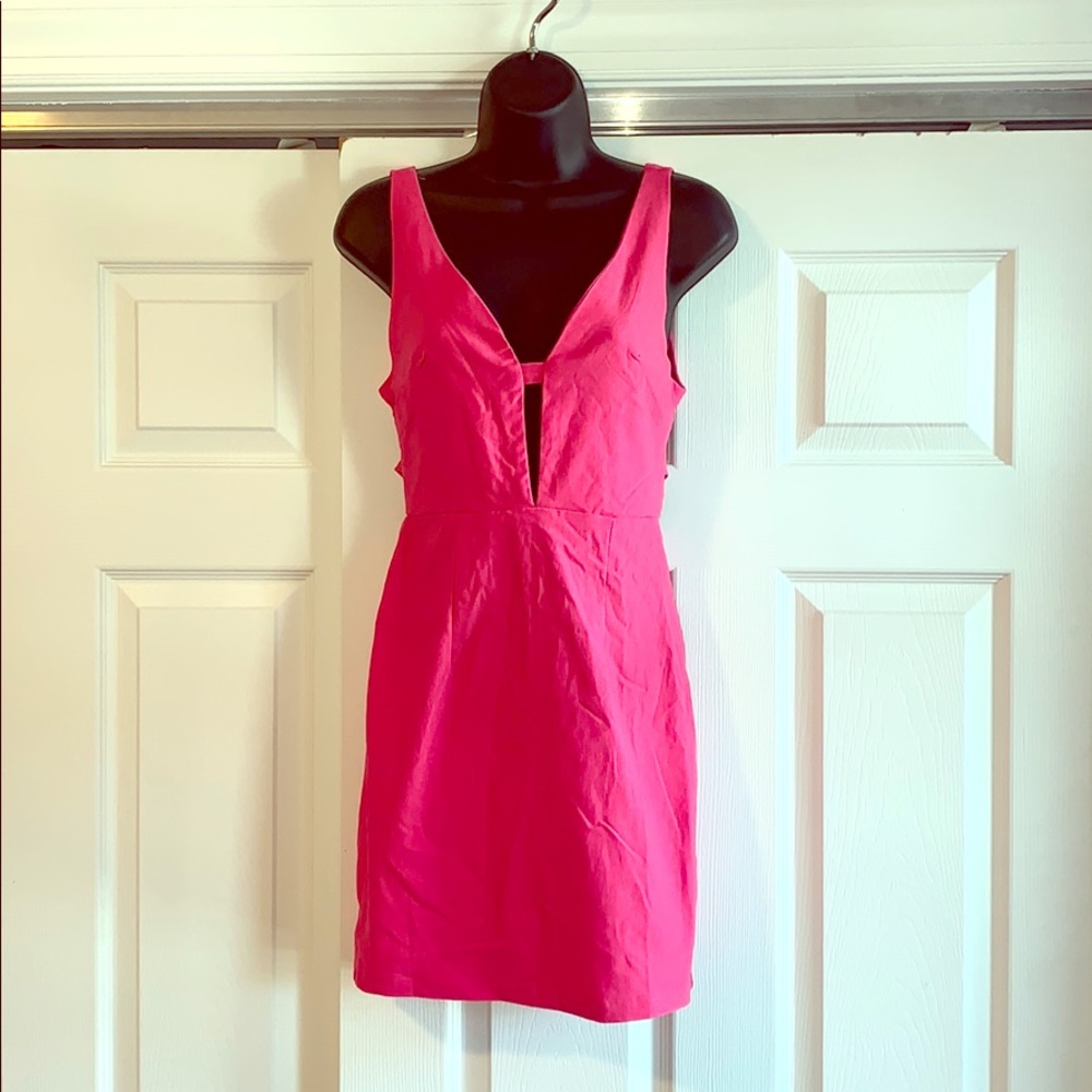 NWT Sexy Hot Pink Clubbing dress Poetry LUSHFOX L - Picture 1 of 4